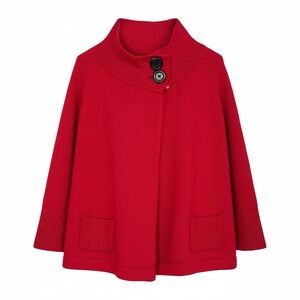 JONES NEW YORK Luxe Red Wrap Style High Neck Merino Wool Sweater